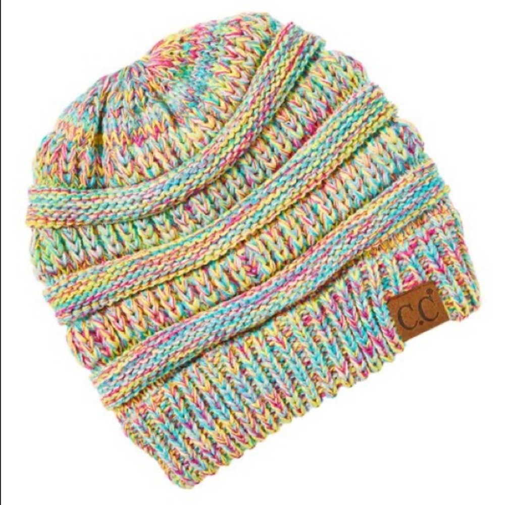 Aqua and Pink Marled Beanie